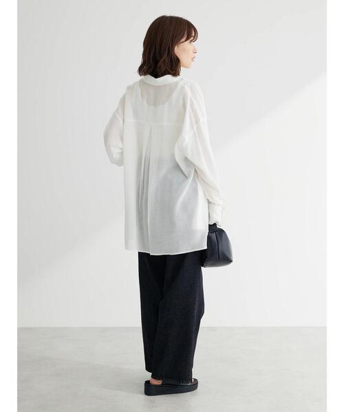 Green　Parks（グリーンパークス）の「ワッシャービッグシャツ（シャツ/ブラウス・レディース・ブラウン/オフホワイト/ブラック/サックスブルー・FREE）」の22枚目の写真