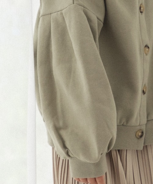 pairmanon（ペアマノン）の「裏起毛 ボリューム袖 前釦開き カーディガン（カーディガン/ボレロ・キッズ・ミント/ブラウン/ピンク・90/120/130/110/140/100/150）」の6枚目の写真
