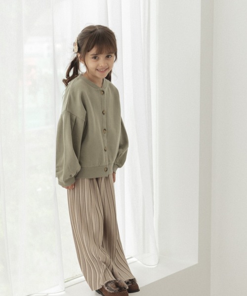 pairmanon（ペアマノン）の「裏起毛 ボリューム袖 前釦開き カーディガン（カーディガン/ボレロ・キッズ・ミント/ブラウン/ピンク・90/120/130/110/140/100/150）」の7枚目の写真