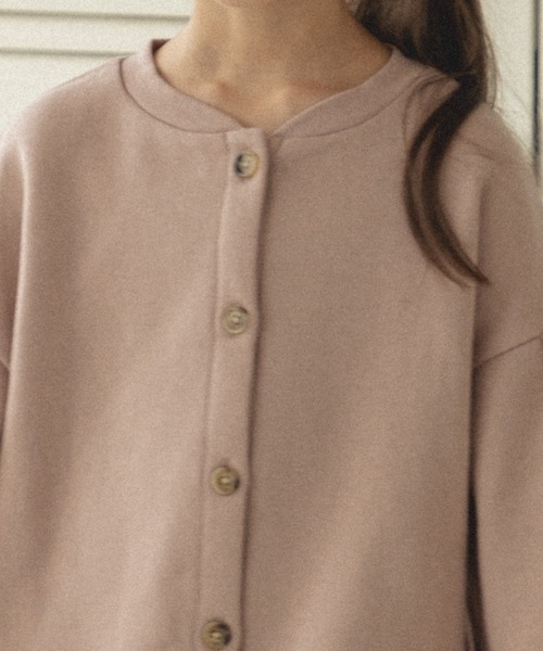 pairmanon（ペアマノン）の「裏起毛 ボリューム袖 前釦開き カーディガン（カーディガン/ボレロ・キッズ・ミント/ブラウン/ピンク・90/120/130/110/140/100/150）」の8枚目の写真