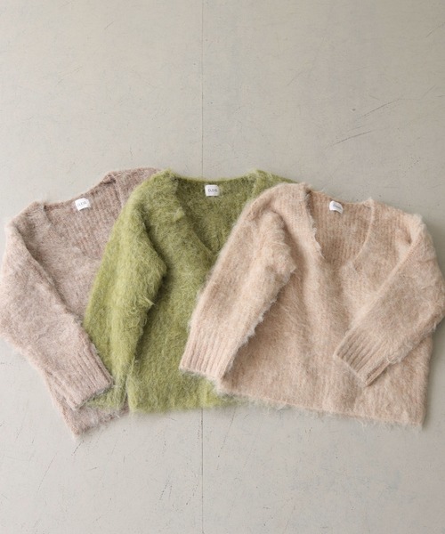 CLEIO（クレイオ）の「【CLEIO】シャギーUネックニット（ニット/セーター・レディース・ブラウン/グリーン/ベージュ/ライトグレー・FREE）」の5枚目の写真