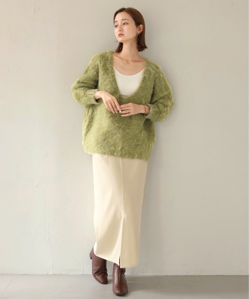 CLEIO（クレイオ）の「【CLEIO】シャギーUネックニット（ニット/セーター・レディース・ブラウン/グリーン/ベージュ/ライトグレー・FREE）」の14枚目の写真