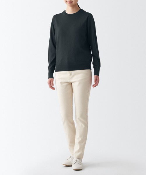 【タグ付き】ウールハイゲージクルーネック　ブラック 無印良品（ムジルシリョウヒン）の「洗えるウールハイゲージクルー