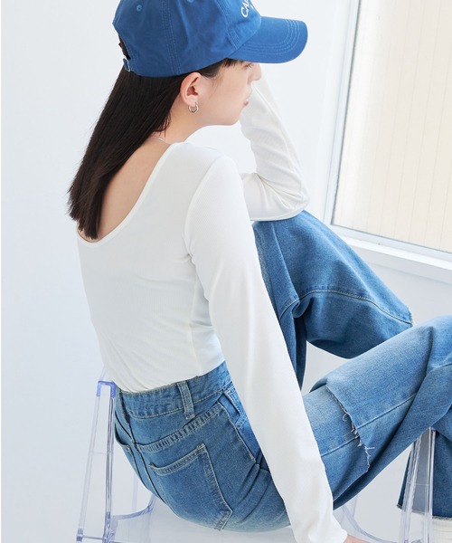 ECRIRE(エクリール)の「カットアウト ワイドデニムパンツ(デニムパンツ・レディース・ブルー・M)」の8枚目の写真