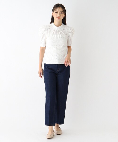 index（インデックス）の「◆ハイネックタックスリーブカットソー/ボリューム袖【洗濯機洗い可】（Tシャツ/カットソー・レディース・オフホワイト/ダークオレンジ/ブラック・36/38/42/40）」の13枚目の写真