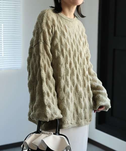 １枚。風の子♥オーダーページ♥ニット。ボアケット。 セール】ぽこぽこシアーニット / オーバーサイズニット（ニット