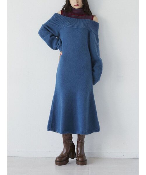 jouetie(ジュエティ)の「オフショルニットワンピース(ワンピース・レディース・ブラック/ブルー/パープル・MEDIUM)」の13枚目の写真