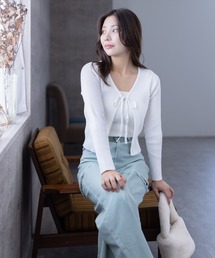 リボンニットカーディガン＆ニットキャミソールセット≪2024SS≫