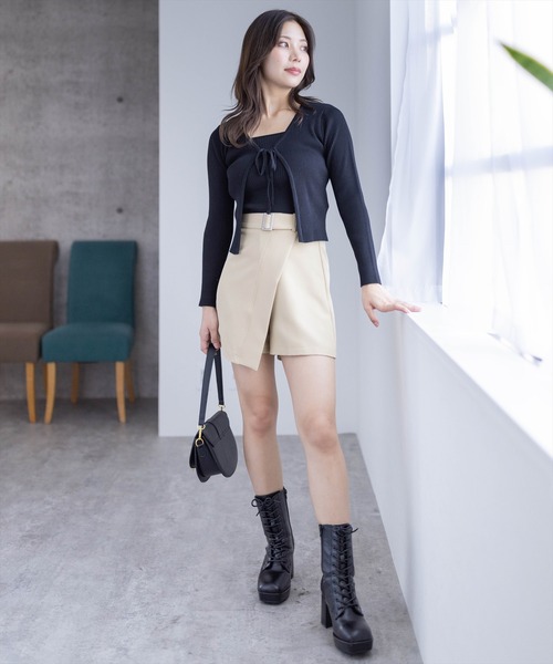 clear(クリア)の「リボンニットカーディガン&ニットキャミソールセット≪2024SS≫(アンサンブル・レディース・ブルー/ピンク/ブラック/アイボリー/グレイッシュベージュ・F)」の21枚目の写真