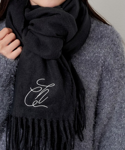 Chico（チコ）の「【WEB限定/REVIVAL】刺繍入り無地ストール