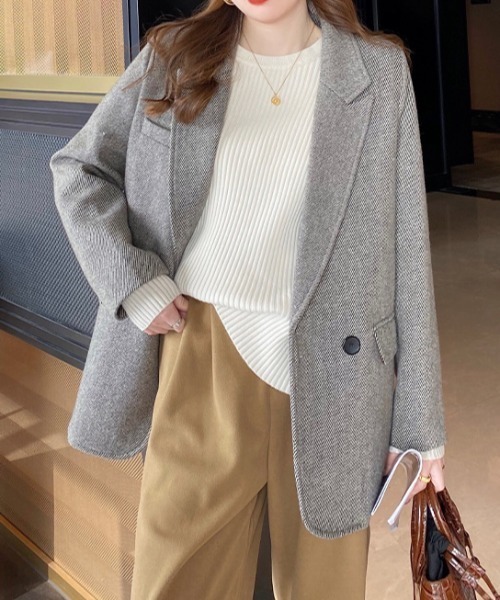 deux amour(ドゥーザムール)の「サイドボタンデザインリブニット(ニット/セーター・レディース・グレー/チャコールグレー/ブラウン/ブラック/ホワイト・FREE)」の11枚目の写真