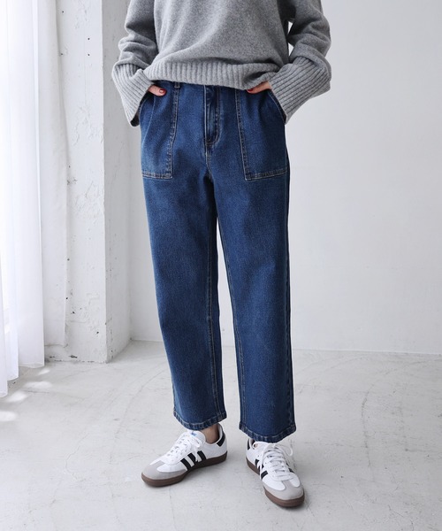 セール】ストレッチベイカーデニムパンツ（デニムパンツ）｜evernavy 