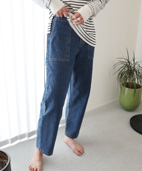 セール】ストレッチベイカーデニムパンツ（デニムパンツ）｜evernavy 
