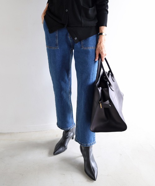 evernavy（エバーネイビー）の「ストレッチベイカーデニムパンツ（デニムパンツ・レディース・ブルー・M/L）」の8枚目の写真