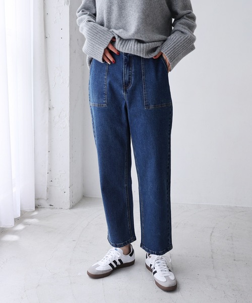 evernavy（エバーネイビー）の「ストレッチベイカーデニムパンツ（デニムパンツ・レディース・ブルー・M/L）」の9枚目の写真