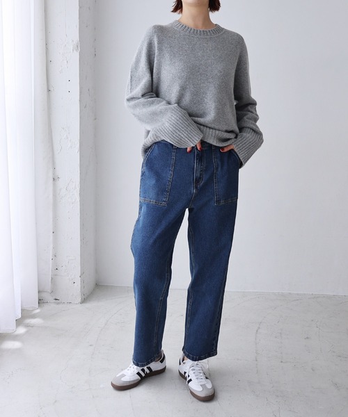 evernavy（エバーネイビー）の「ストレッチベイカーデニムパンツ（デニムパンツ・レディース・ブルー・M/L）」の10枚目の写真