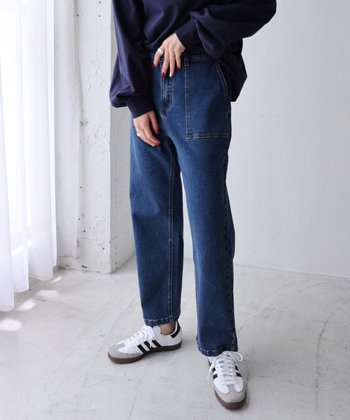 evernavy（エバーネイビー）の「ストレッチベイカーデニムパンツ（デニムパンツ・レディース・ブルー・M/L）」の13枚目の写真