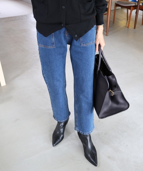 evernavy（エバーネイビー）の「ストレッチベイカーデニムパンツ（デニムパンツ・レディース・ブルー・M/L）」の7枚目の写真