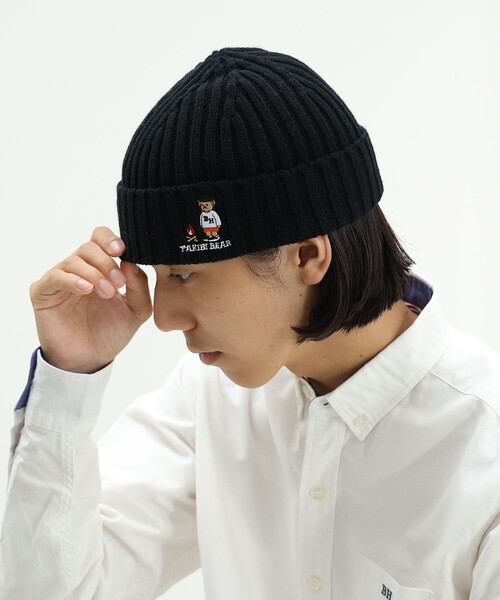BEAMS HEART（ビームスハート）の「【ユニセックス】タキビ ベアー ニット キャップ（ニットキャップ/ビーニー・メンズ・ネイビー/ブラック・ONE SIZE）」の4枚目の写真