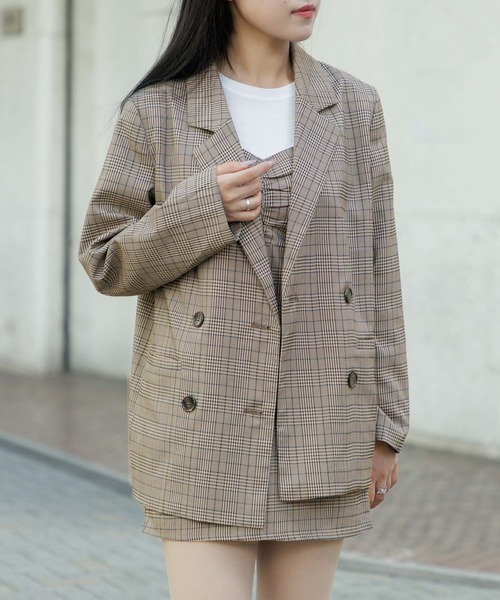3.3 Field Trip （3.3フィールドトリップ）の「3.3 Field Trip／チェックジャケット 2977563（テーラードジャケット・レディース・グレー/ブラウン・FREE）」の2枚目の写真