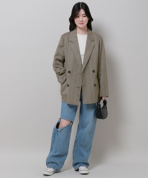 3.3 Field Trip （3.3フィールドトリップ）の「3.3 Field Trip／チェックジャケット 2977563（テーラードジャケット・レディース・グレー/ブラウン・FREE）」の3枚目の写真