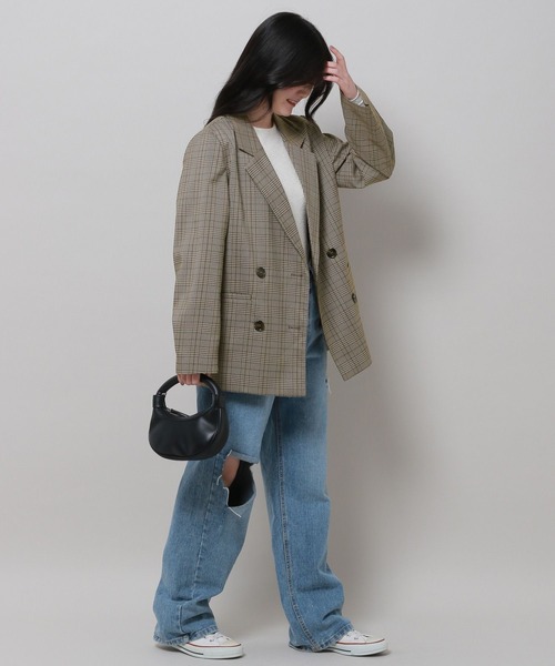 3.3 Field Trip （3.3フィールドトリップ）の「3.3 Field Trip／チェックジャケット 2977563（テーラードジャケット・レディース・グレー/ブラウン・FREE）」の4枚目の写真