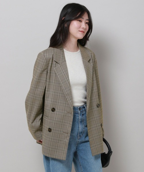 3.3 Field Trip （3.3フィールドトリップ）の「3.3 Field Trip／チェックジャケット 2977563（テーラードジャケット・レディース・グレー/ブラウン・FREE）」の6枚目の写真