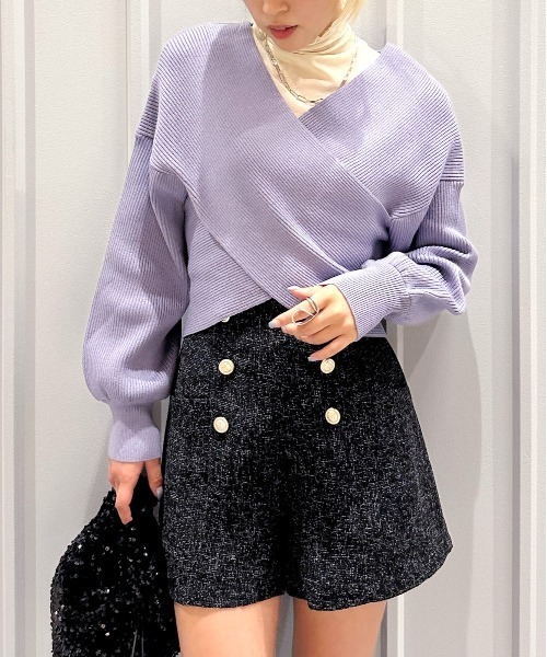 SpRay（スプレイ）の「カシュクールニット（ニット/セーター・レディース・ベージュ/ブルー/アイボリー/グレイッシュベージュ/ブラック/ピンク・FREE）」の5枚目の写真