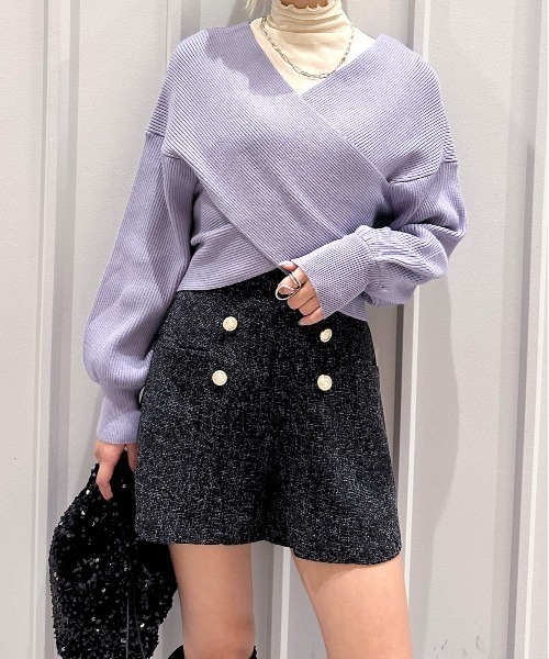 SpRay（スプレイ）の「カシュクールニット（ニット/セーター・レディース・ベージュ/ブルー/アイボリー/グレイッシュベージュ/ブラック/ピンク・FREE）」の12枚目の写真