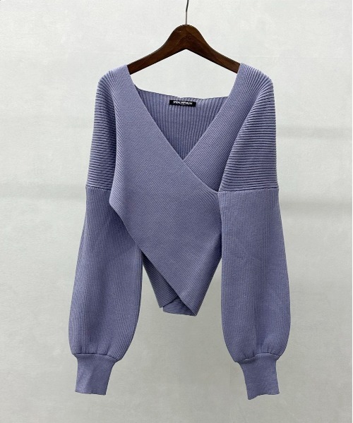 SpRay（スプレイ）の「カシュクールニット（ニット/セーター・レディース・ベージュ/ブルー/アイボリー/グレイッシュベージュ/ブラック/ピンク・FREE）」の17枚目の写真