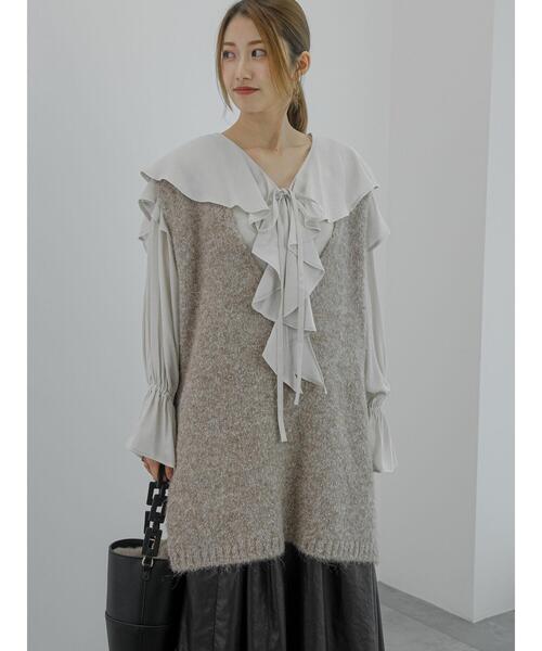 Te chichi(テチチ)の「起毛ロングベスト(ニット/セーター・レディース・グレー/モカ・F)」の14枚目の写真