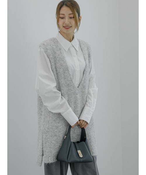 Te chichi(テチチ)の「起毛ロングベスト(ニット/セーター・レディース・グレー/モカ・F)」の1枚目の写真