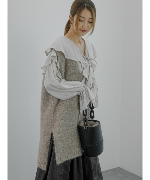 Te chichi(テチチ)の「起毛ロングベスト(ニット/セーター・レディース・グレー/モカ・F)」の2枚目の写真