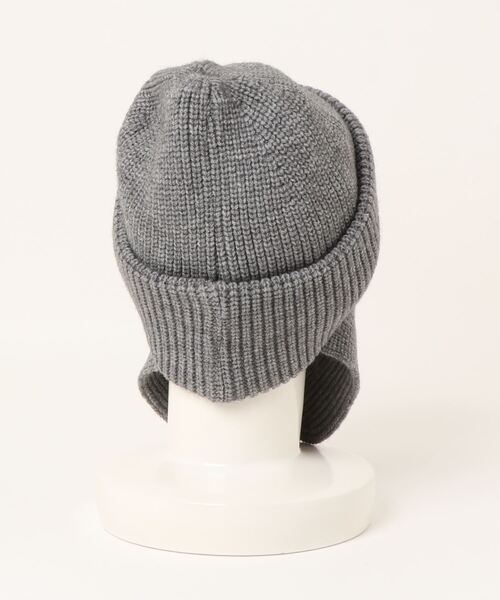 DISCOAT（ディスコート）の「イヤーフラップ付ニットキャップ（ニットキャップ/ビーニー・レディース・グレー/ブラック/アイボリー・FREE）」の4枚目の写真
