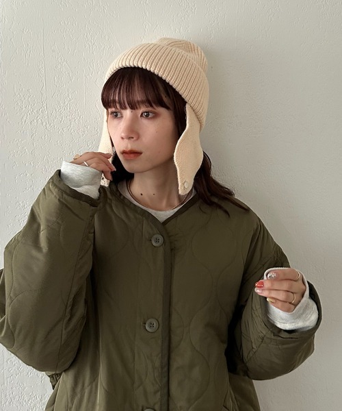 DISCOAT（ディスコート）の「イヤーフラップ付ニットキャップ（ニットキャップ/ビーニー・レディース・グレー/ブラック/アイボリー・FREE）」の11枚目の写真