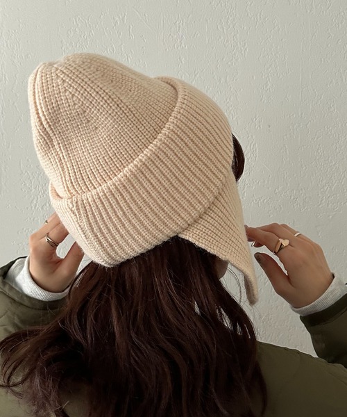 DISCOAT（ディスコート）の「イヤーフラップ付ニットキャップ（ニットキャップ/ビーニー・レディース・グレー/ブラック/アイボリー・FREE）」の16枚目の写真