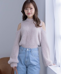 clear | フェザーオープンショルダーニットトップス≪2023AW新作≫(ニット/セーター)