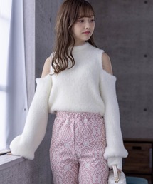 clear | フェザーオープンショルダーニットトップス≪2023AW新作≫(ニット/セーター)