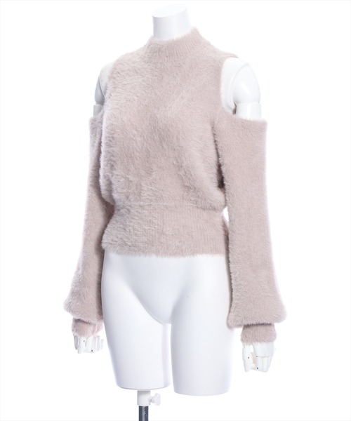 clear（クリア）の「フェザーオープンショルダーニットトップス（ニット/セーター・レディース・ピンクベージュ/アイボリー/ブラック/グレイッシュベージュ・F）」の5枚目の写真