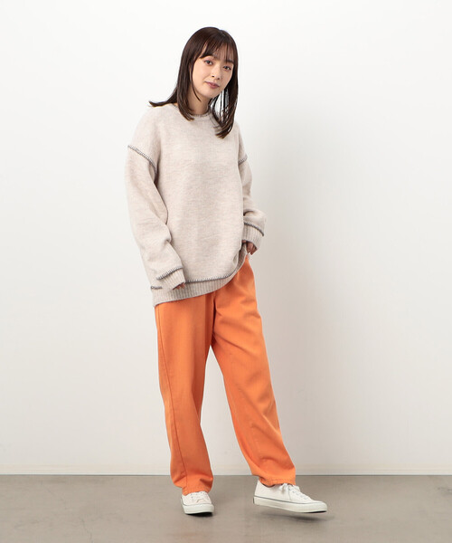 Purple&Yellow(パープルアンドイエロー)の「ブランケットステッチ プルオーバー(ニット/セーター・メンズ・キナリ/オレンジ/グレイッシュベージュ/マルチ・SMALL/MEDIUM/LARGE)」の10枚目の写真