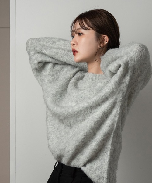 Amiur（エミレ）の「crew neck shaggy knit（ニット/セーター・レディース・パープル/モカ/ライトグレー・FREE）」の10枚目の写真