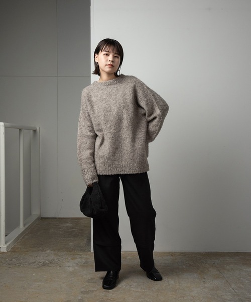 美品■BRIEFING ニット CREW NECK KNIT/L/グレー THE CASUAL｜ピリング（毛玉）防止加工 ワッフル編み クルー