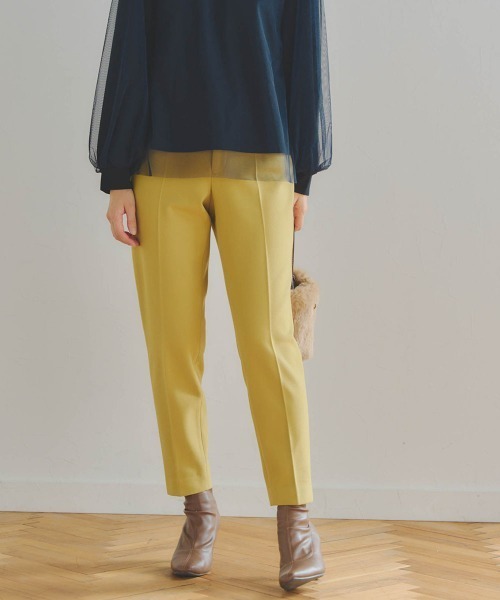 Droite lautreamont（ドロワットロートレアモン）の「両面起毛センタープレスパンツ≪洗濯機で洗える≫（スラックス・レディース・ブラック/オフホワイト/イエロー・M/S）」の3枚目の写真