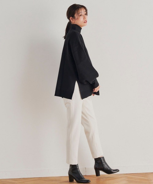 Droite lautreamont（ドロワットロートレアモン）の「両面起毛センタープレスパンツ≪洗濯機で洗える≫（スラックス・レディース・ブラック/オフホワイト/イエロー・M/S）」の4枚目の写真