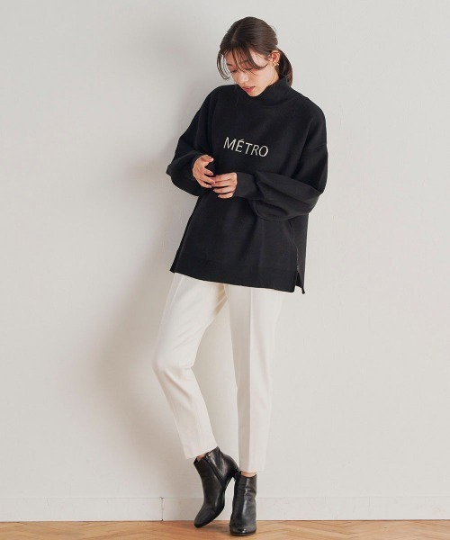 Droite lautreamont（ドロワットロートレアモン）の「両面起毛センタープレスパンツ≪洗濯機で洗える≫（スラックス・レディース・ブラック/オフホワイト/イエロー・M/S）」の5枚目の写真