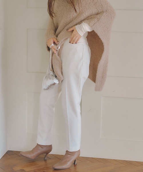 Droite lautreamont（ドロワットロートレアモン）の「両面起毛センタープレスパンツ≪洗濯機で洗える≫（スラックス・レディース・ブラック/オフホワイト/イエロー・M/S）」の7枚目の写真