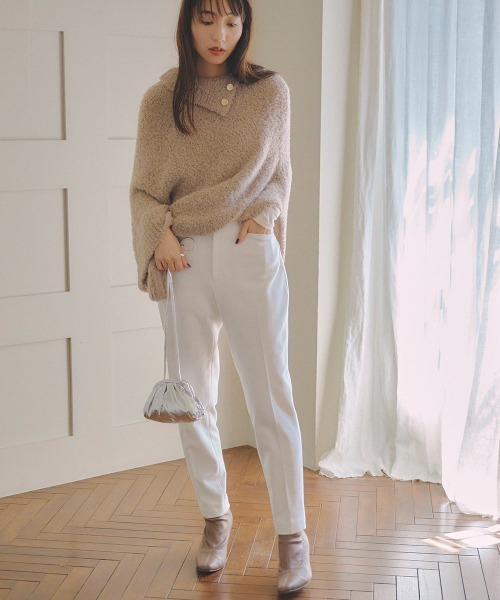 Droite lautreamont（ドロワットロートレアモン）の「両面起毛センタープレスパンツ≪洗濯機で洗える≫（スラックス・レディース・ブラック/オフホワイト/イエロー・M/S）」の8枚目の写真