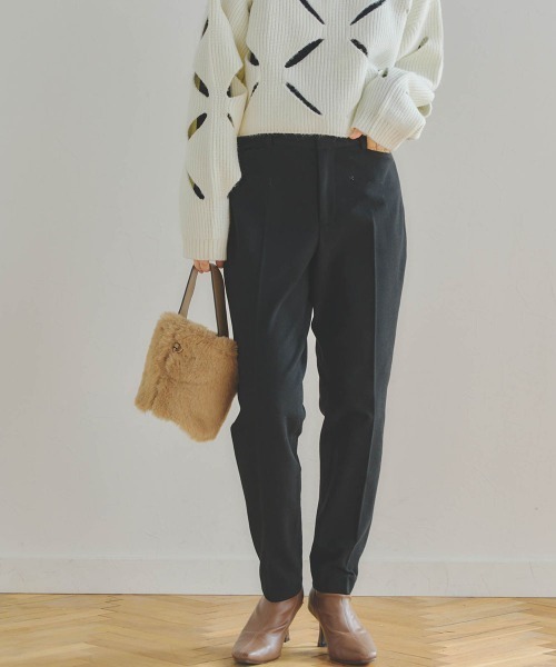 Droite lautreamont（ドロワットロートレアモン）の「両面起毛センタープレスパンツ≪洗濯機で洗える≫（スラックス・レディース・ブラック/オフホワイト/イエロー・M/S）」の12枚目の写真