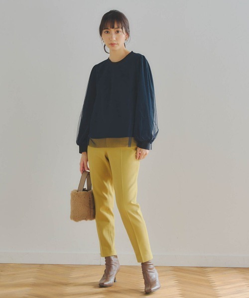 Droite lautreamont（ドロワットロートレアモン）の「両面起毛センタープレスパンツ≪洗濯機で洗える≫（スラックス・レディース・ブラック/オフホワイト/イエロー・M/S）」の22枚目の写真