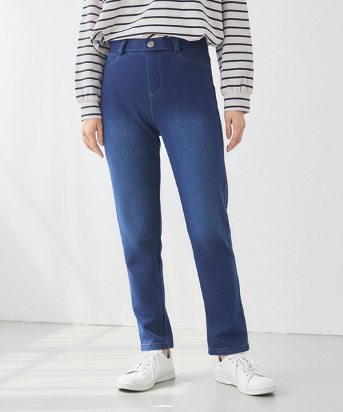 CROSS FUNCTION（クロスファンクション）の「なめらか肌ざわり 裏起毛イージーパンツ【CF/クロスファンクション】（その他パンツ・レディース・ライトインディゴブルー/アイボリー/チャコールグレー/インディゴブルー/ブラック/ピンク/グリーン/ベージュ/ダークグレー/ダークインディゴブルー/ブラック系その他/ブルー・S/L/LL/M）」の12枚目の写真